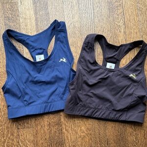 Tracksmith Racerback Sports Bras (pair) in Navy and Dark Brown